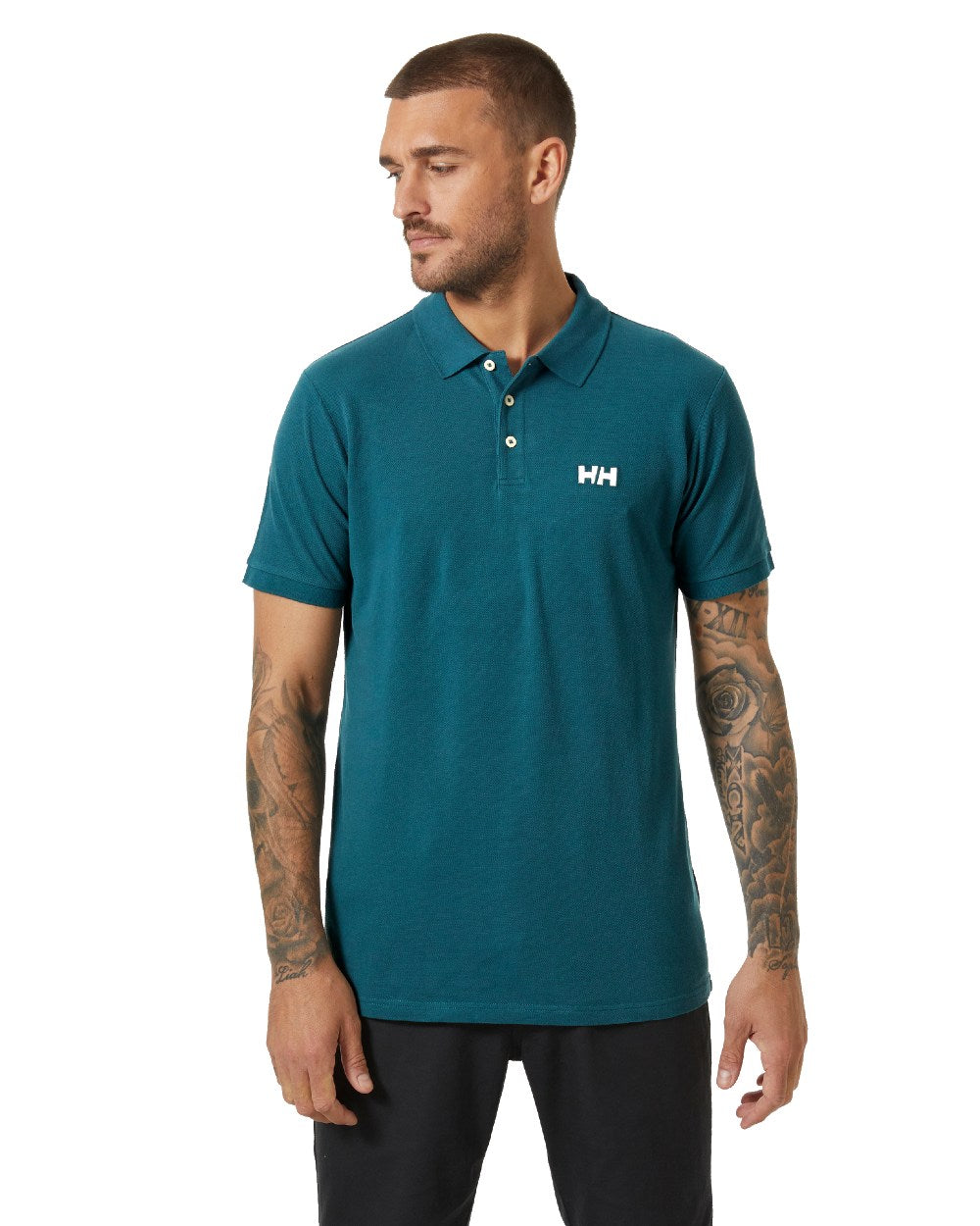 Dark Creek coloured Helly Hansen Mens Malcesine Polo T-Shirt on white background 