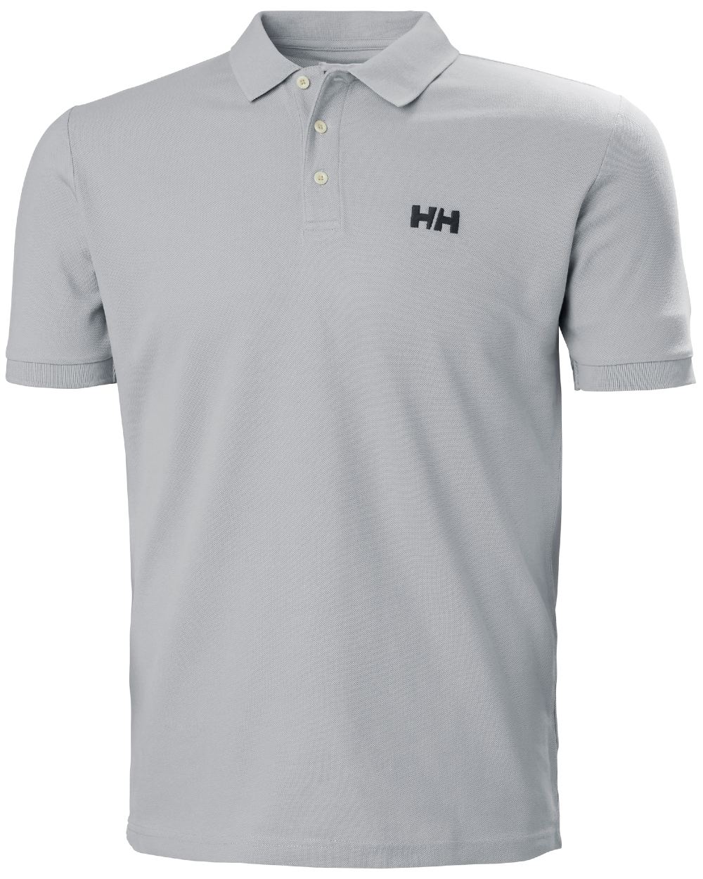 Grey Fog coloured Helly Hansen Mens Malcesine Polo T-Shirt on white background 