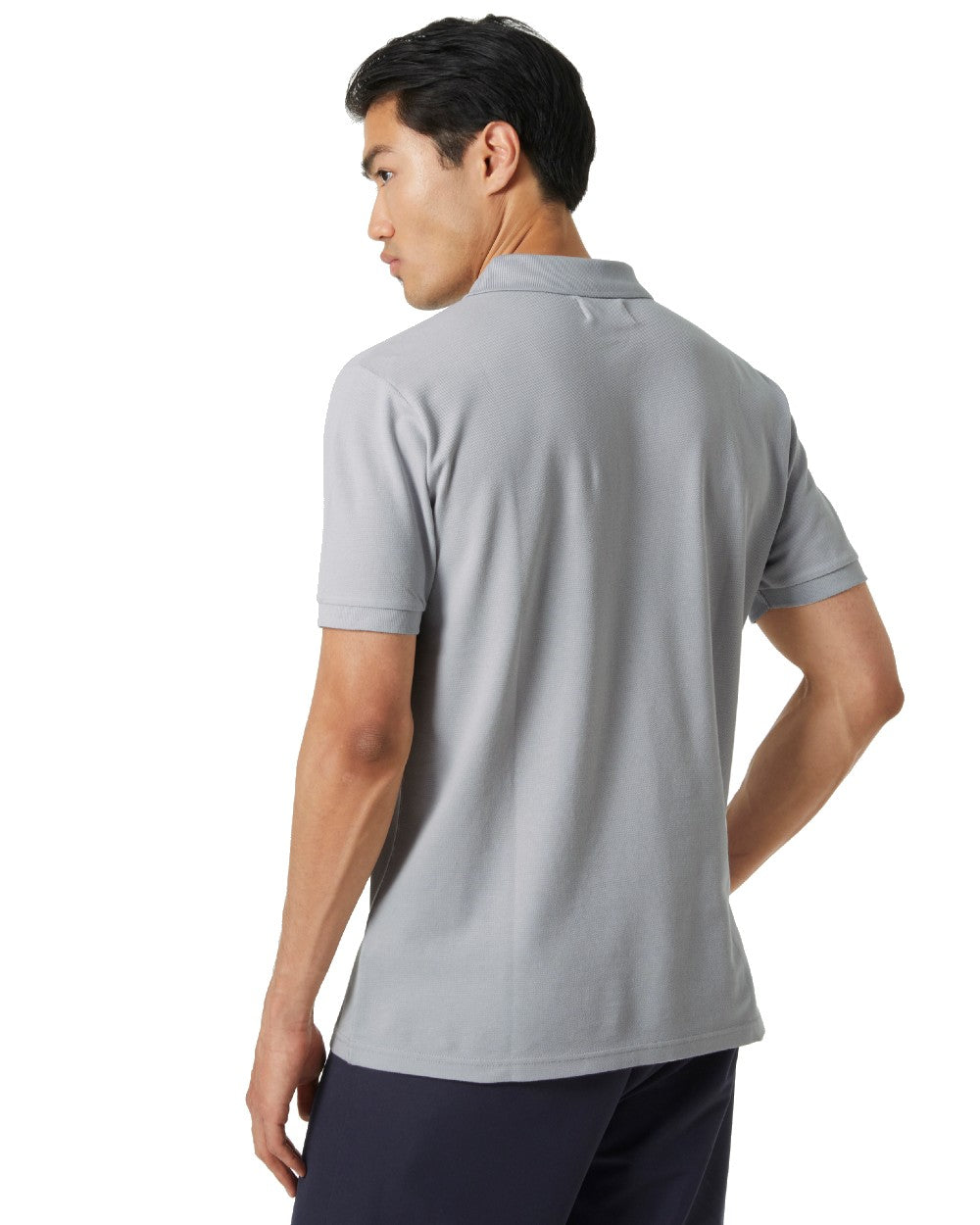 Grey Fog coloured Helly Hansen Mens Malcesine Polo T-Shirt on white background 