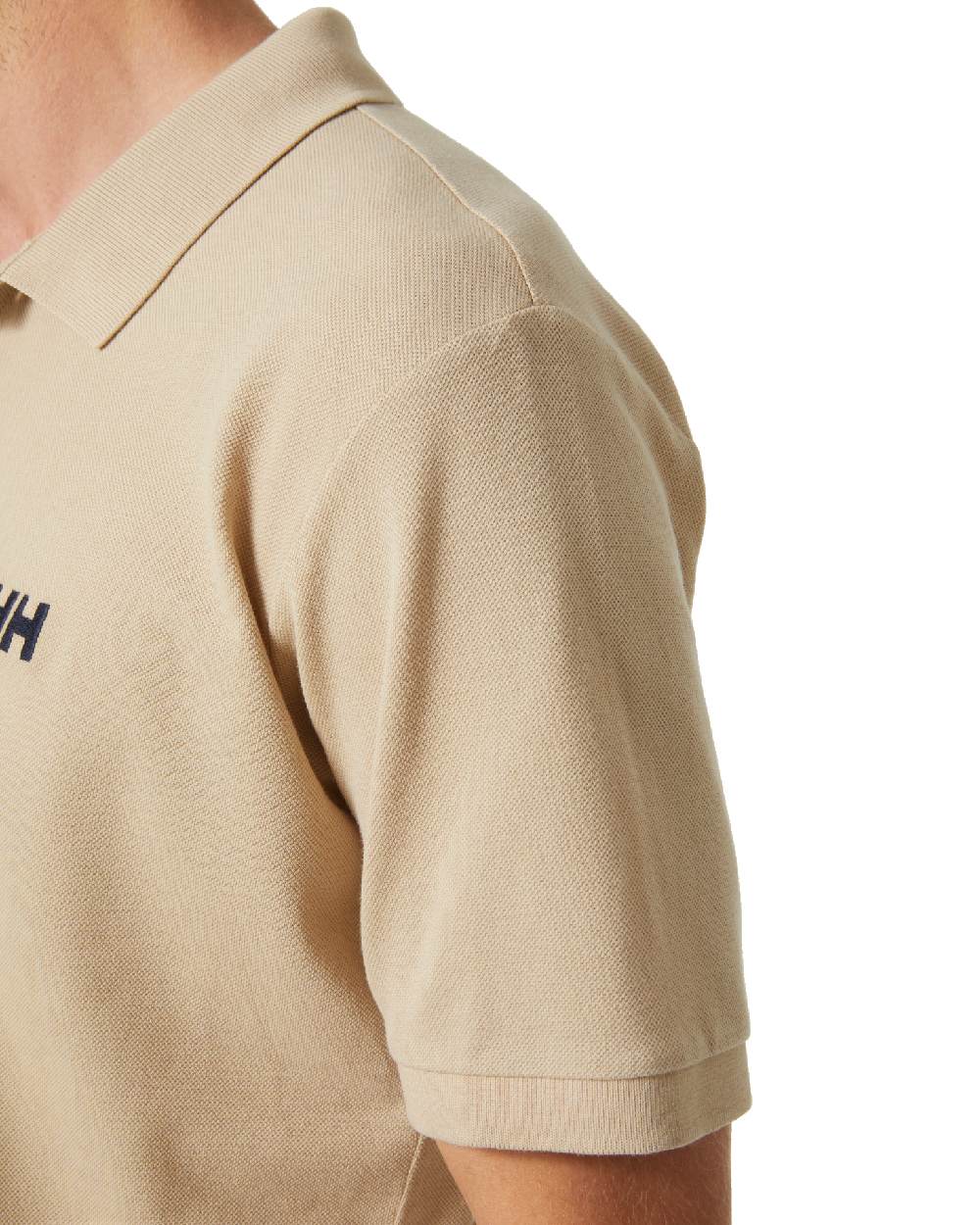 HH Khaki coloured Helly Hansen Mens Malcesine Polo T-Shirt on white background 