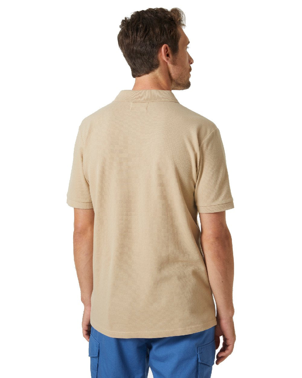 HH Khaki coloured Helly Hansen Mens Malcesine Polo T-Shirt on white background 