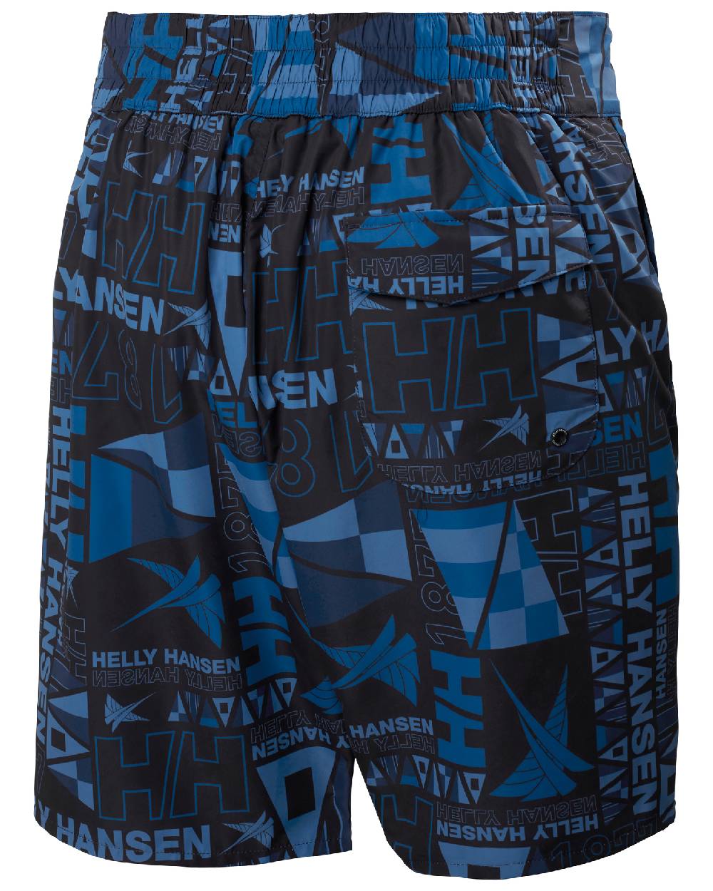 Ocean Burgee Aop coloured Helly Hansen Mens Newport Boardshorts on white background 