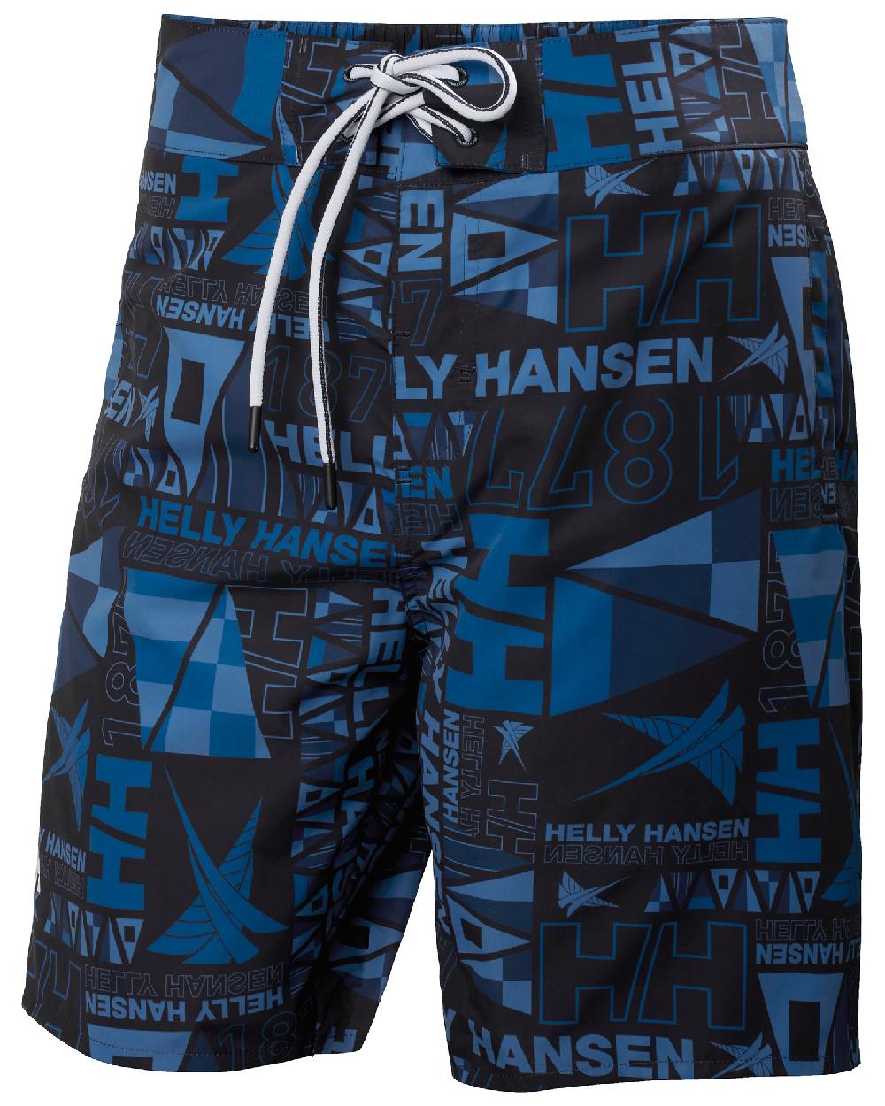 Ocean Burgee Aop coloured Helly Hansen Mens Newport Boardshorts on white background 