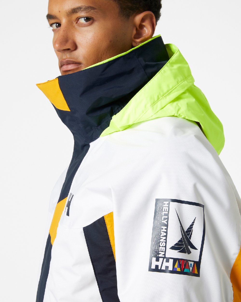 Cloudberry coloured Helly Hansen Mens Newport Coastal Jacket on grey background 