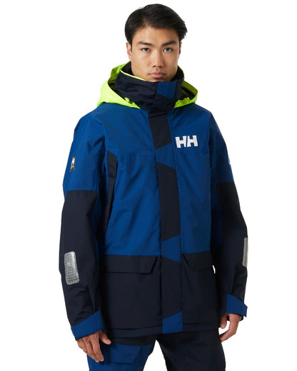 Deep Fjord coloured Helly Hansen Mens Newport Coastal Jacket on white background 