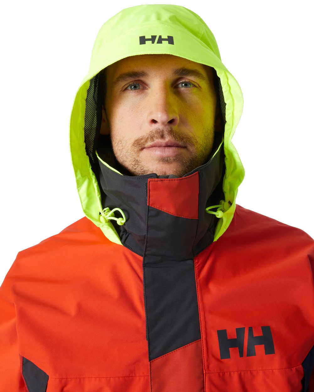 Patrol Orange coloured Helly Hansen Mens Newport Coastal Jacket on white background 