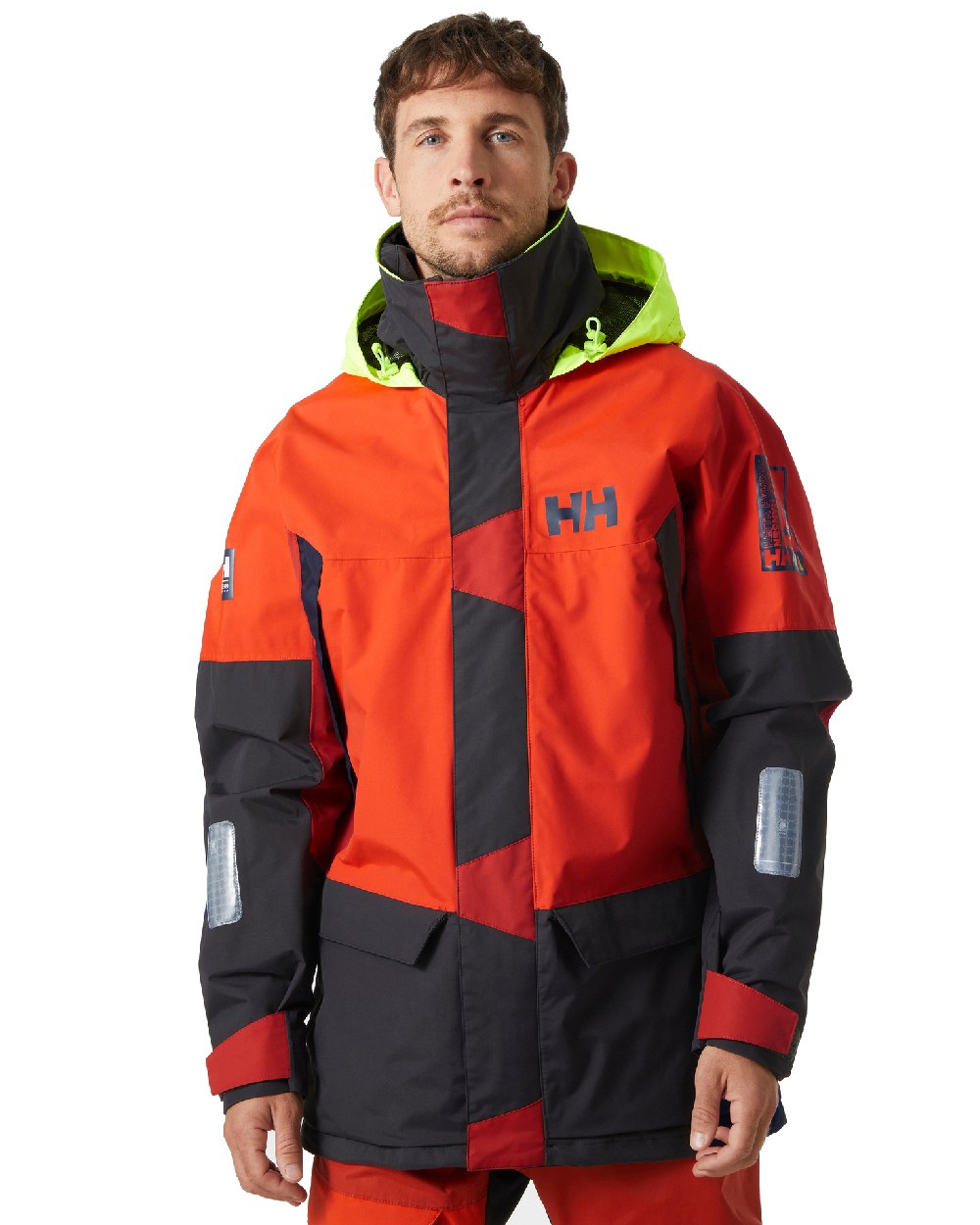 Patrol Orange coloured Helly Hansen Mens Newport Coastal Jacket on white background 