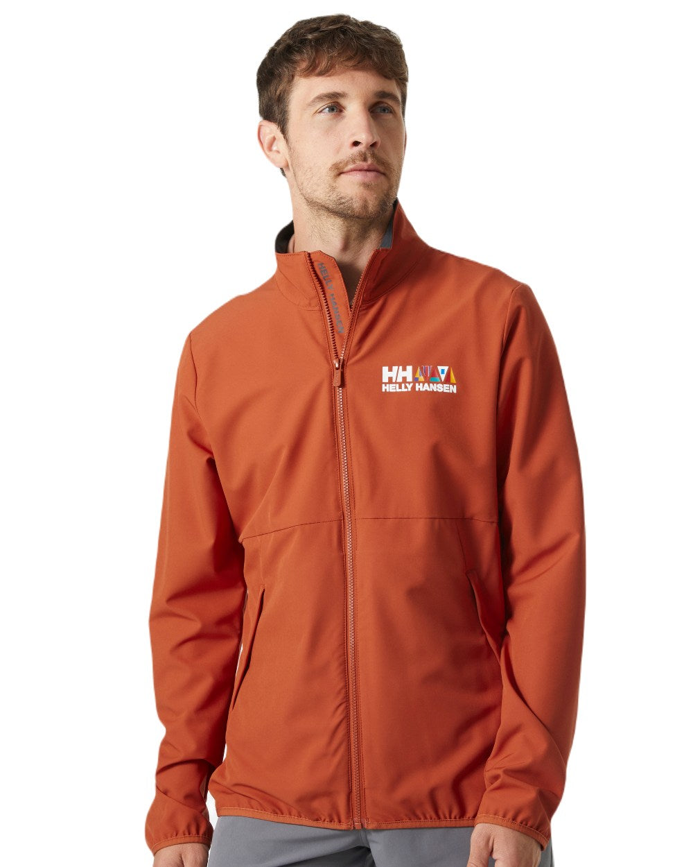Canyon Coloured Helly Hansen Mens Newport Softshell Jacket On A White Background 