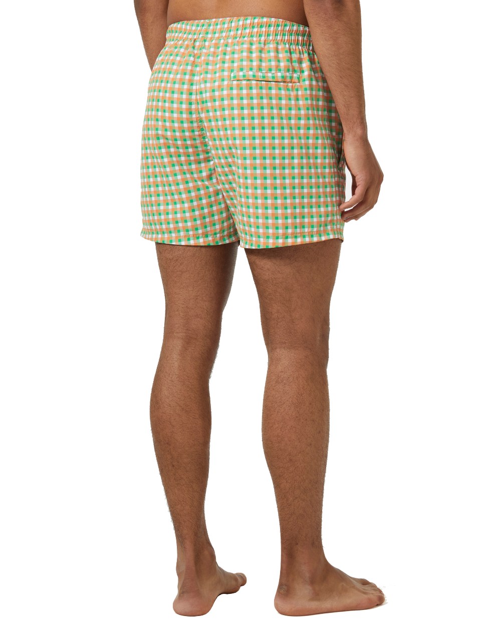 Bright Green/Orange Coloured Helly Hansen Mens Newport Swim Trunks On A White Background 