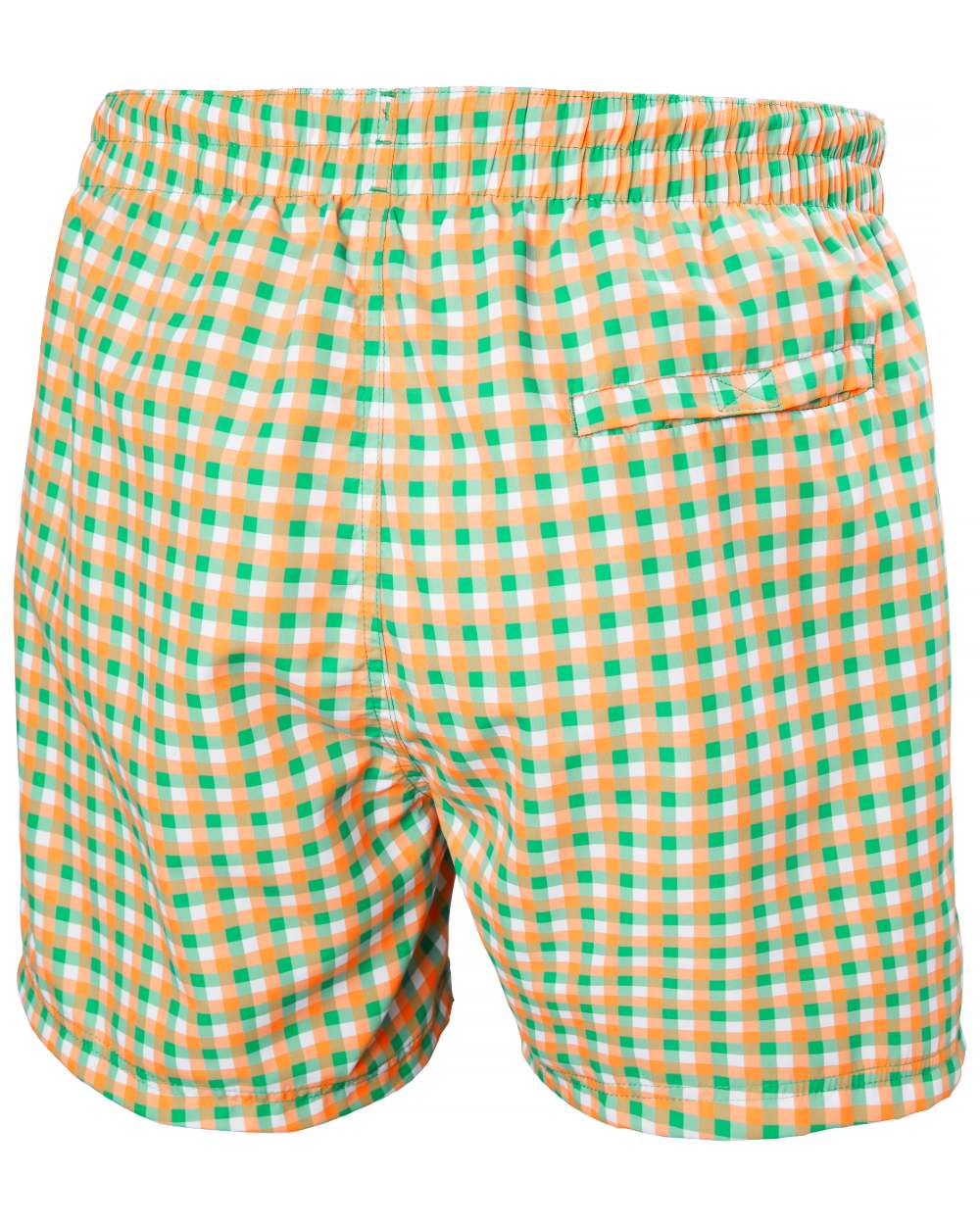 Bright Green/Orange Coloured Helly Hansen Mens Newport Swim Trunks On A White Background 