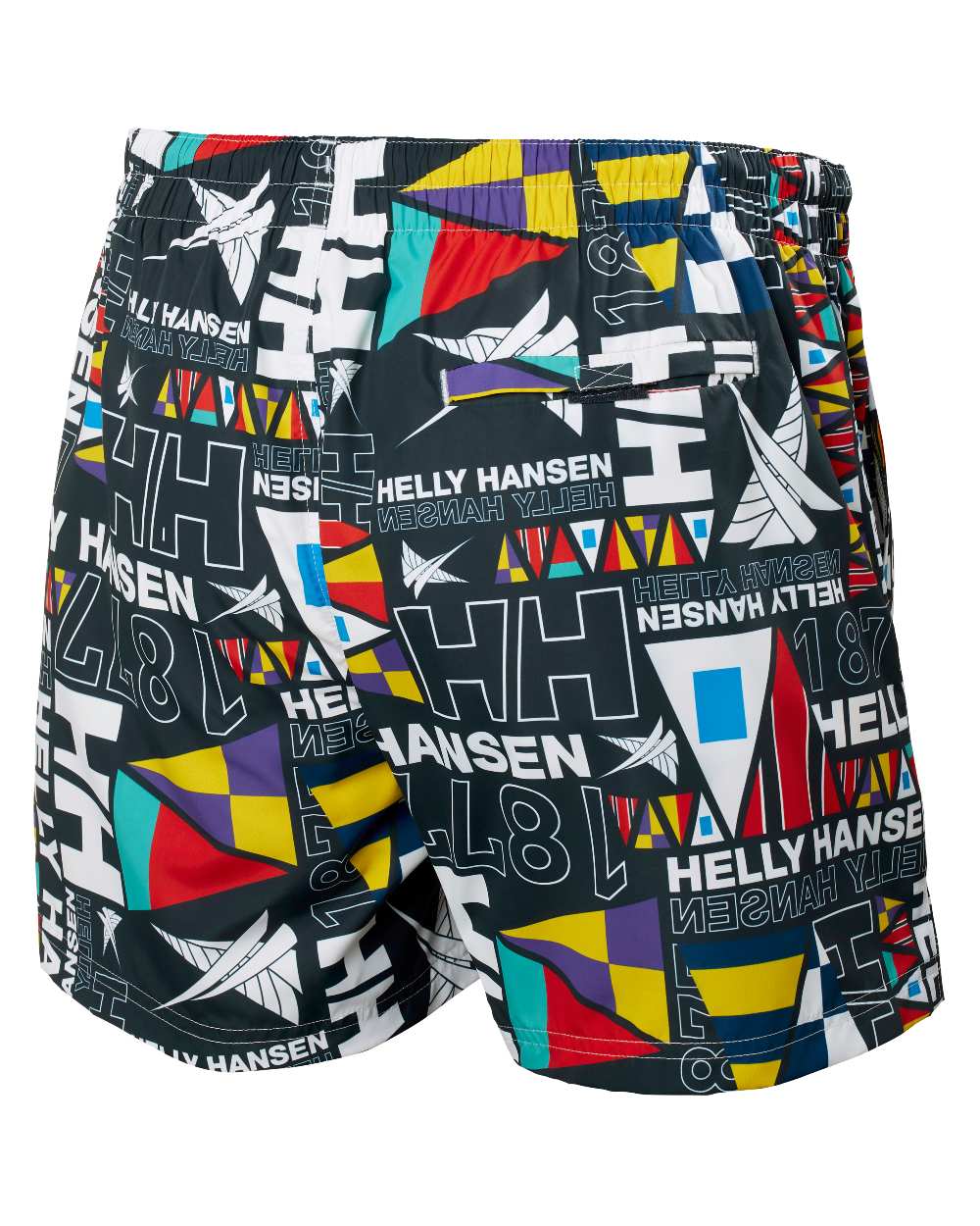 Navy Burgee Aop Coloured Helly Hansen Mens Newport Swim Trunks On A White Background 