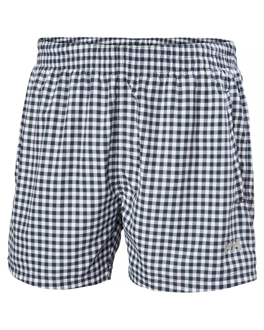 Navy Gingham Coloured Helly Hansen Mens Newport Swim Trunks On A White Background 