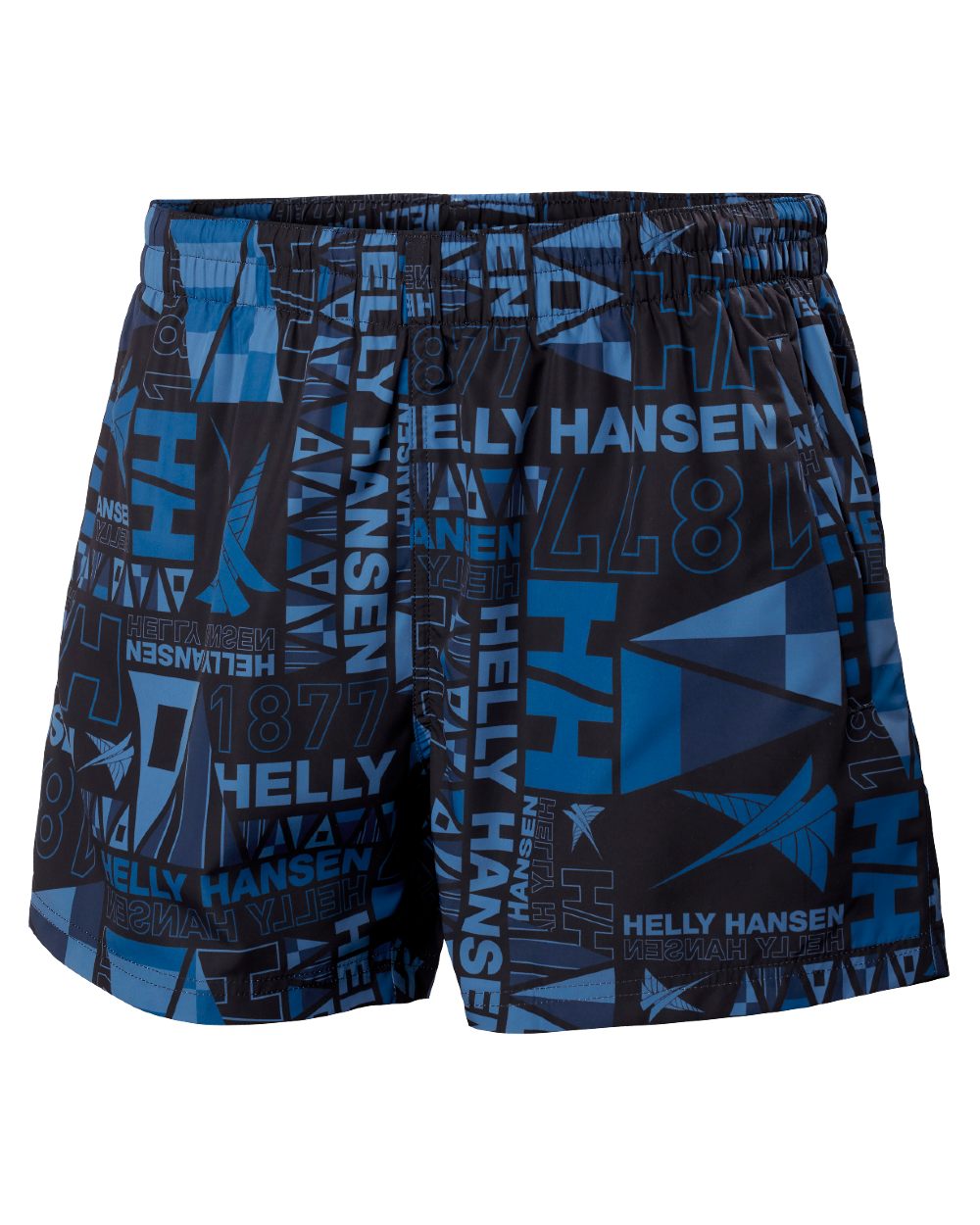 Ocean Burgee Aop Coloured Helly Hansen Mens Newport Swim Trunks On A White Background 