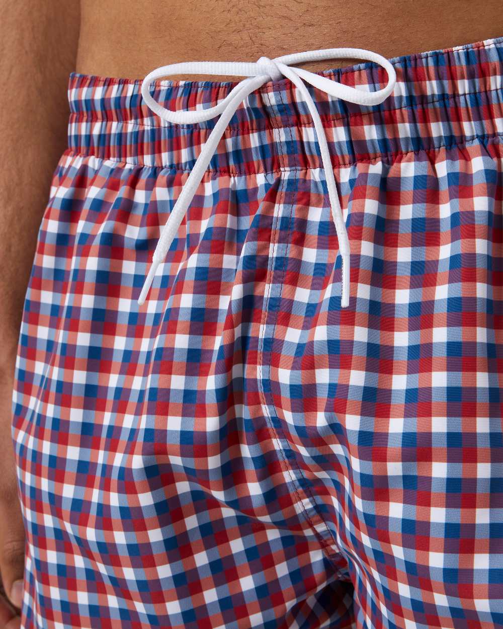 Red/Deep Fjord Coloured Helly Hansen Mens Newport Swim Trunks On A White Background 