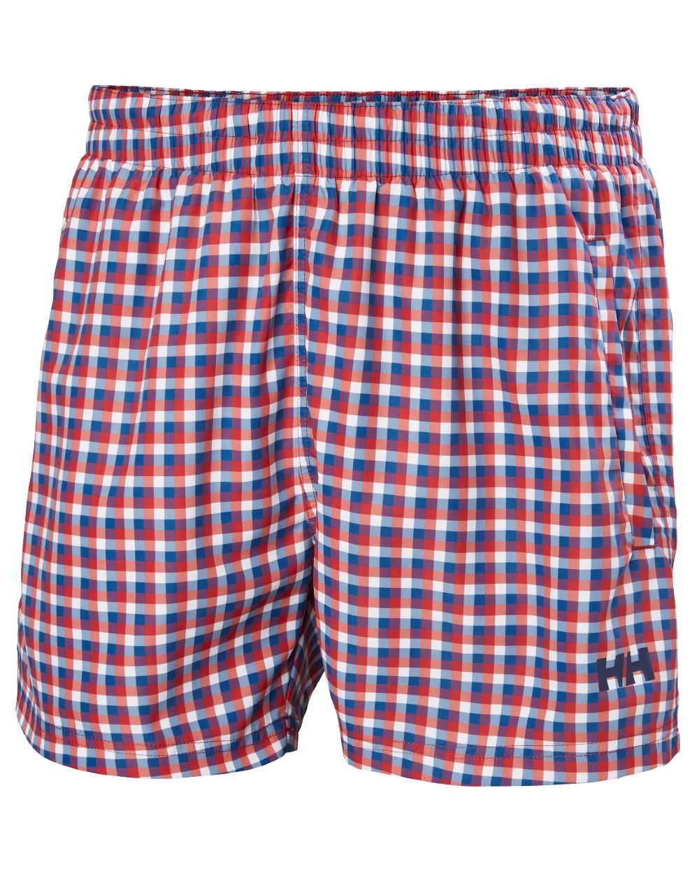 Red/Deep Fjord Coloured Helly Hansen Mens Newport Swim Trunks On A White Background 