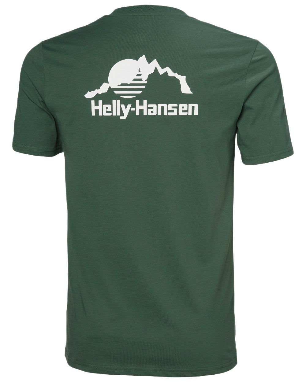 Jungle Green Coloured Helly Hansen Mens Nord Graphic T-Shirt on White Background
