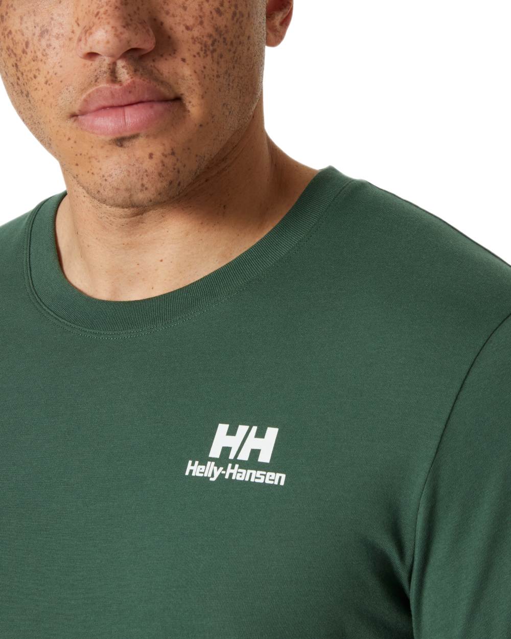 Jungle Green Coloured Helly Hansen Mens Nord Graphic T-Shirt on White Background
