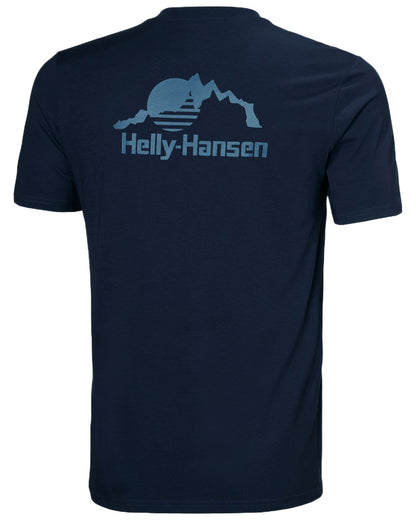 Navy Coloured Helly Hansen Mens Nord Graphic T-Shirt on White Background
