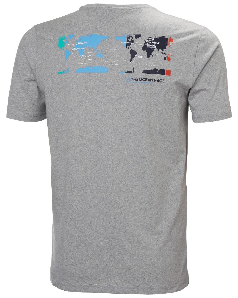 Grey Melange Ii coloured Helly Hansen Mens Ocean Race T-Shirt on white background 