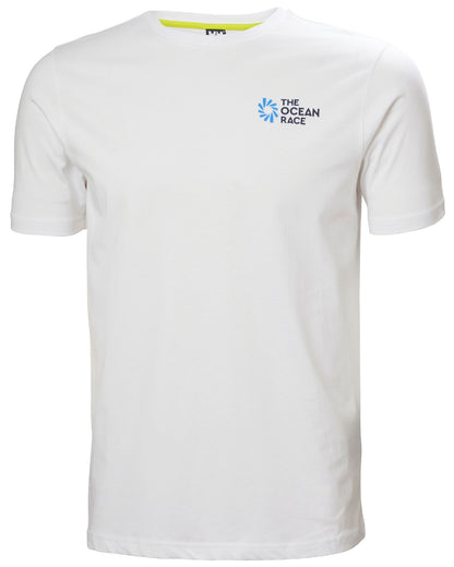 White Ii coloured Helly Hansen Mens Ocean Race T-Shirt on white background 