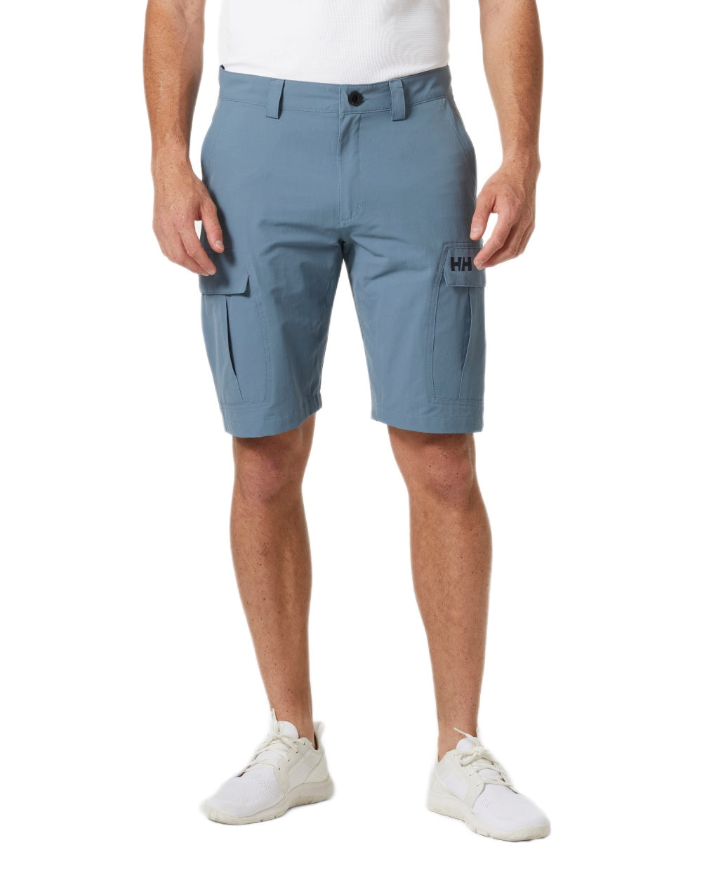 Washed Navy Coloured Coloured Helly Hansen Mens Quick Dry Cargo Shorts on White Background
