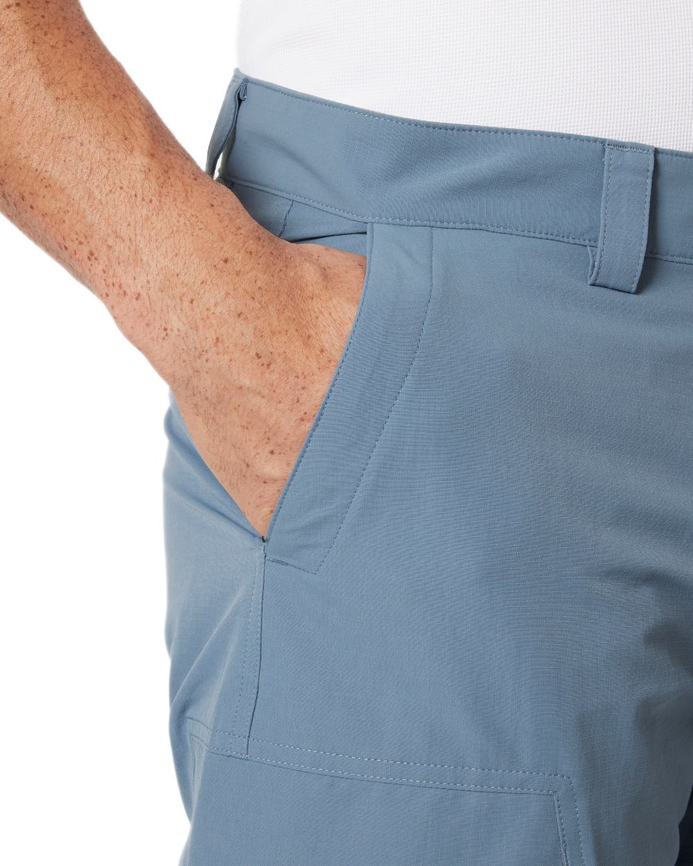 Washed Navy Coloured Coloured Helly Hansen Mens Quick Dry Cargo Shorts on White Background
