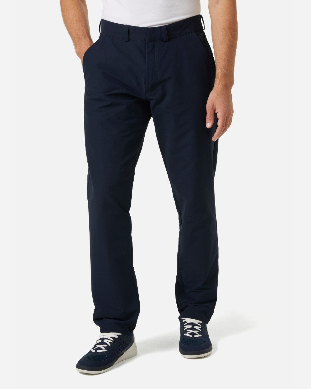 Navy coloured Helly Hansen Mens Quick Dry Pants on grey background 