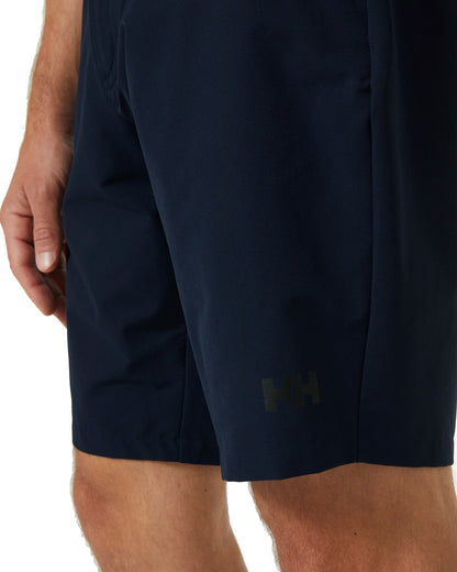 Navy coloured Helly Hansen Mens Quick Dry Shorts on white background 