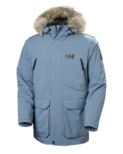 Washed Navy Coloured Helly Hansen Mens Reine Winter Parka on White Background

