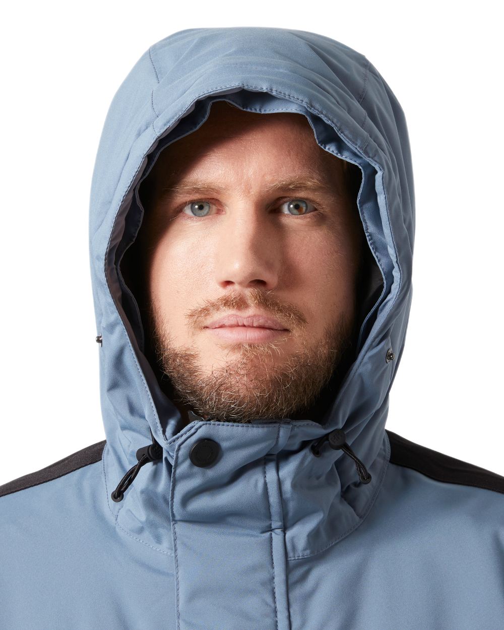 Washed Navy Coloured Helly Hansen Mens Reine Winter Parka on White Background

