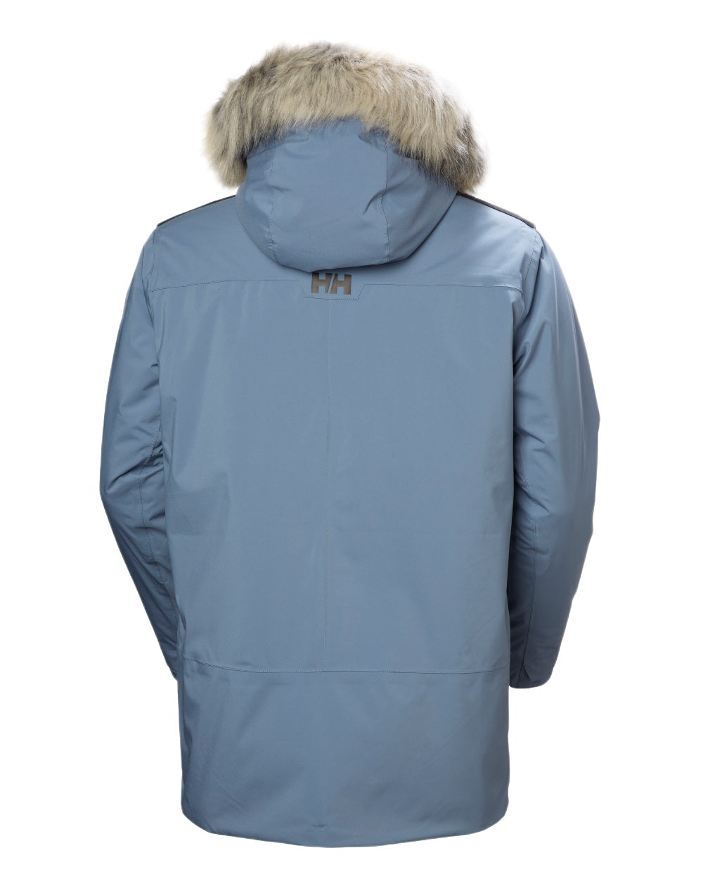 Washed Navy Coloured Helly Hansen Mens Reine Winter Parka on White Background

