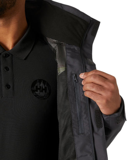 Ebony Coloured Helly Hansen Mens Salt Inshore Jacket on White Background
