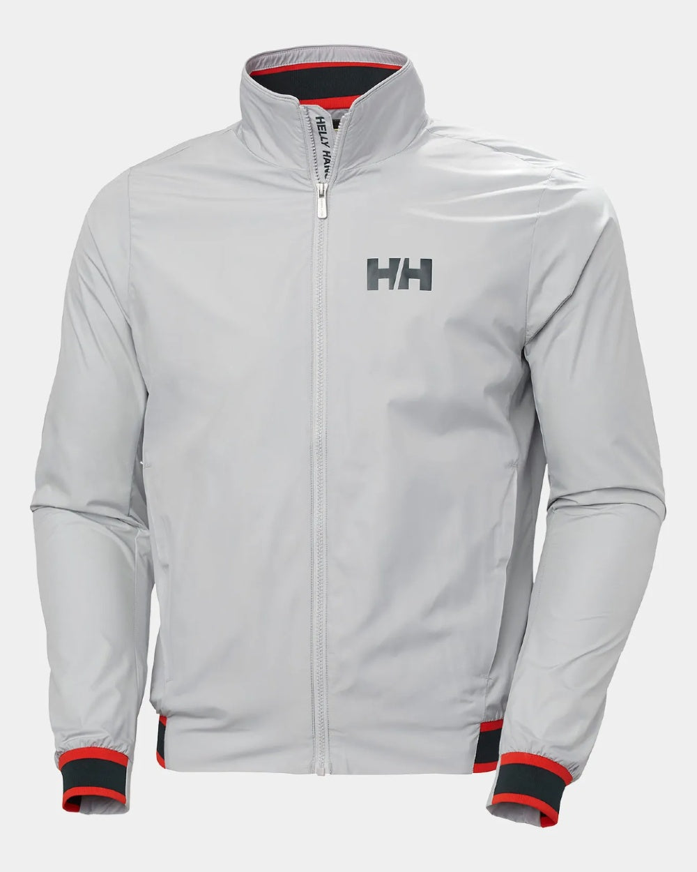 Grey Fog coloured Helly Hansen Mens Salt Windbreaker Sailing Jacket on grey background 