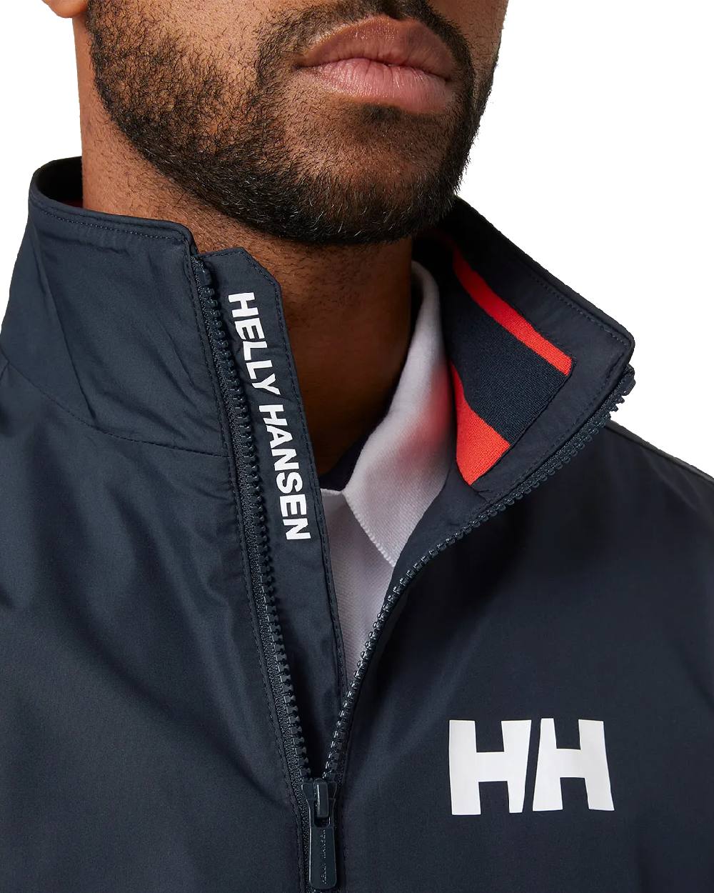 Navy coloured Helly Hansen Mens Salt Windbreaker Sailing Jacket on white background 