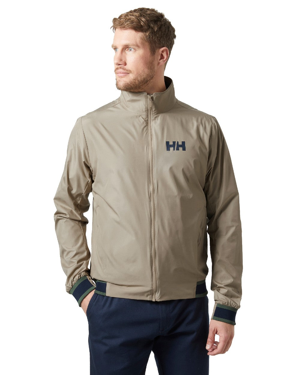 Pebble coloured Helly Hansen Mens Salt Windbreaker Sailing Jacket on white background 