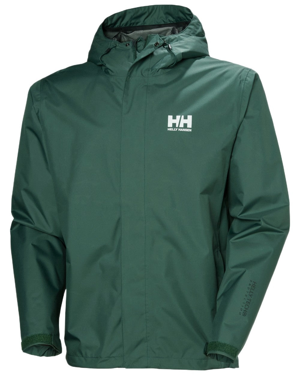 Jungle Green Coloured Helly Hansen Mens Seven J Jacket on White Background
