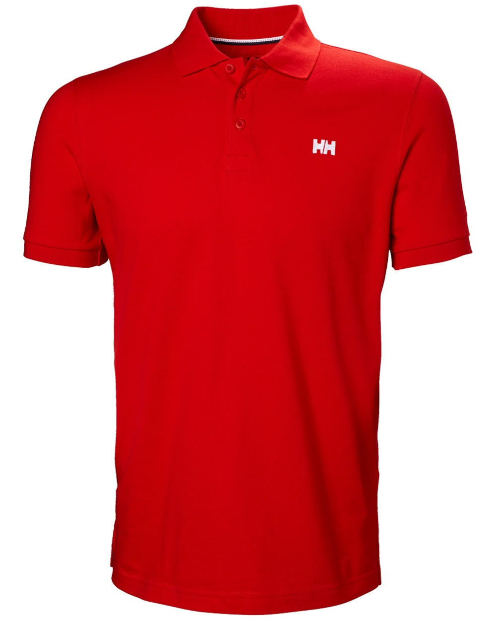 Alert Red Coloured Helly Hansen Mens Transat Polo Shirt on White Background
