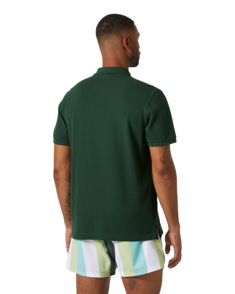 Jungle Green Coloured Helly Hansen Mens Transat Polo Shirt on White Background
