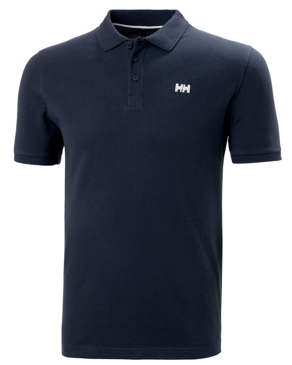 Navy Coloured Helly Hansen Mens Transat Polo Shirt on White Background
