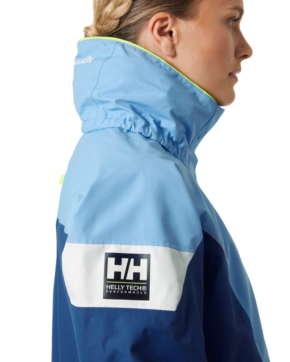 Azurite coloured Helly Hansen Womens Newport Coastal Jacket on white background 