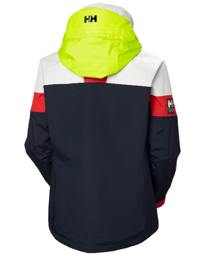 Alert Red coloured Helly Hansen Womens Newport Coastal Jacket on white background 