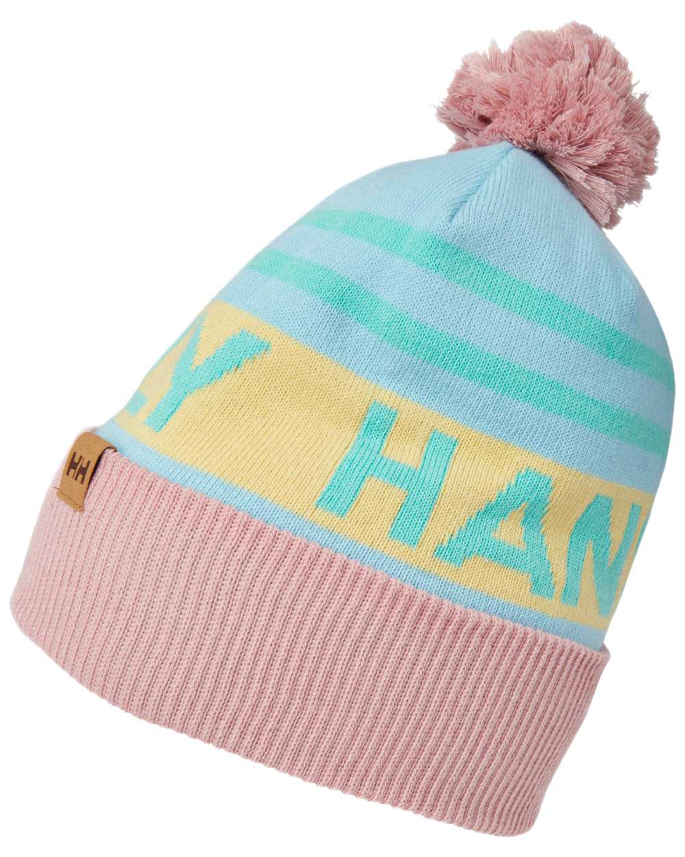 Light Cyan Coloured Helly Hansen Ridgeline Retro Ski Beanie on White Background
