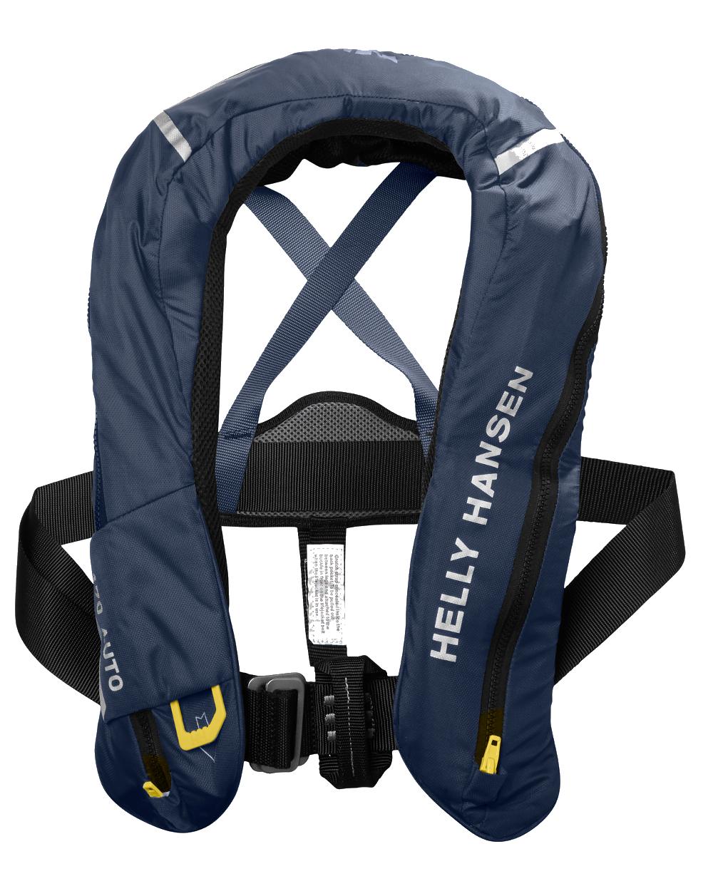 Navy coloured Helly Hansen Sailsafe Inflatable Inshore Life Jacket on white background 