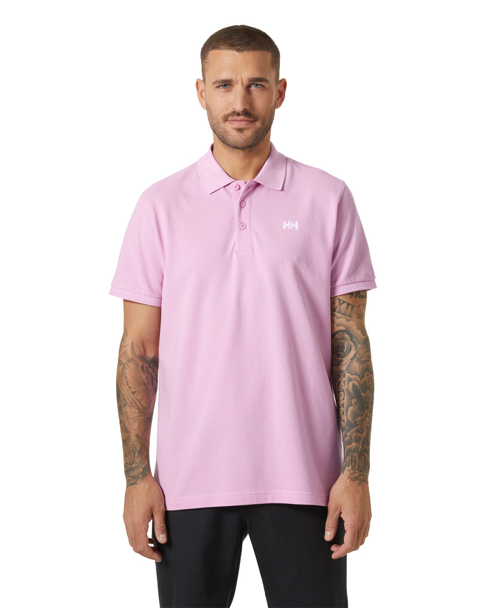 Cherry Blossom coloured Helly Hansen Polo Shirt on White background 