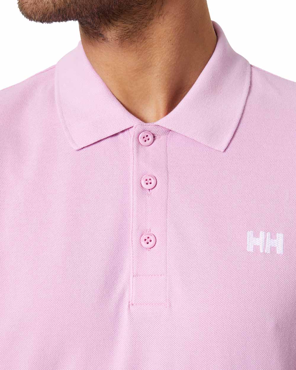 Cherry Blossom coloured Helly Hansen Polo Shirt on White background 