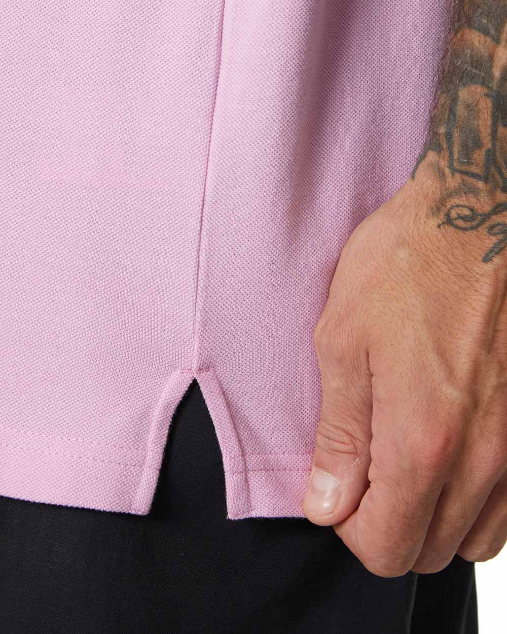 Cherry Blossom coloured Helly Hansen Polo Shirt on White background 