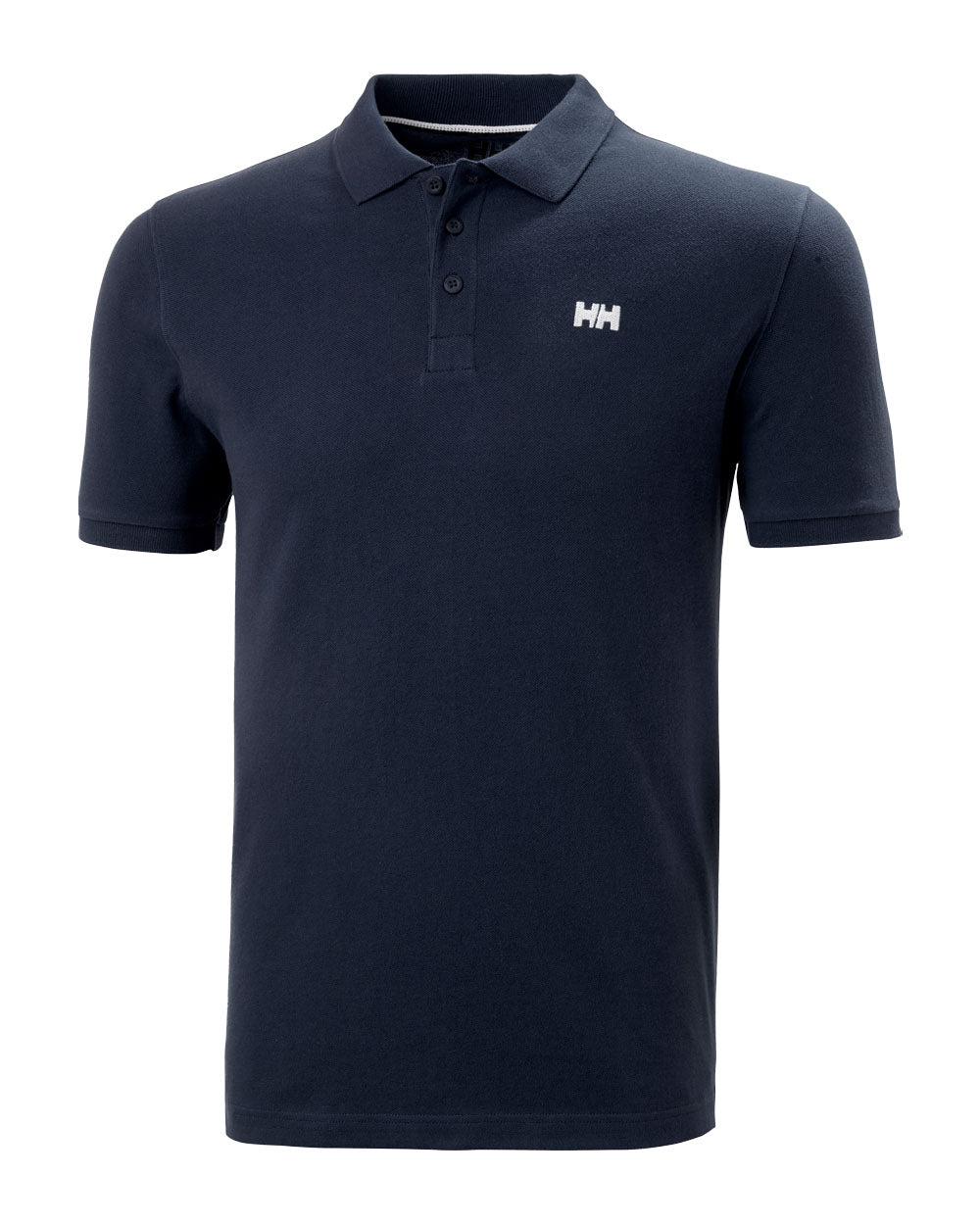 Navy coloured Helly Hansen Polo Shirt on White background 