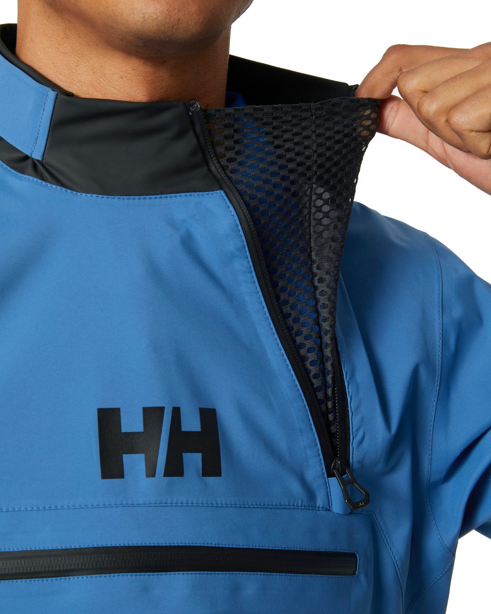 Azurite coloured Helly Hansen Unisex Foil Shell Smock on white background 