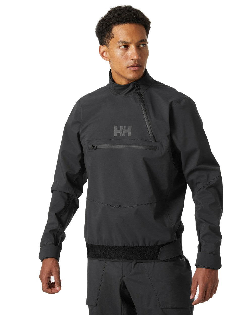 Ebony coloured Helly Hansen Unisex Foil Shell Smock on white background 