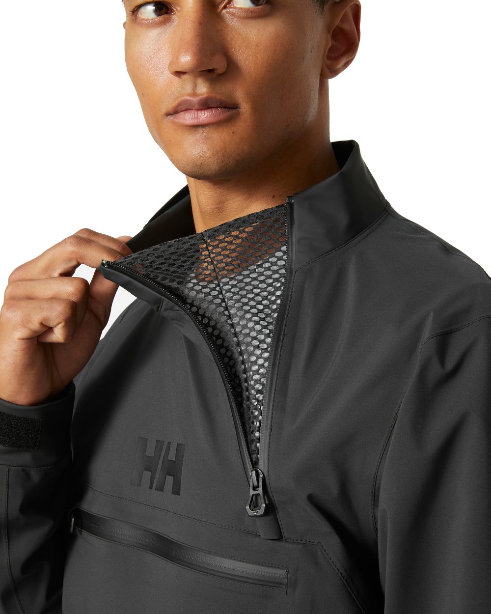 Ebony coloured Helly Hansen Unisex Foil Shell Smock on white background 